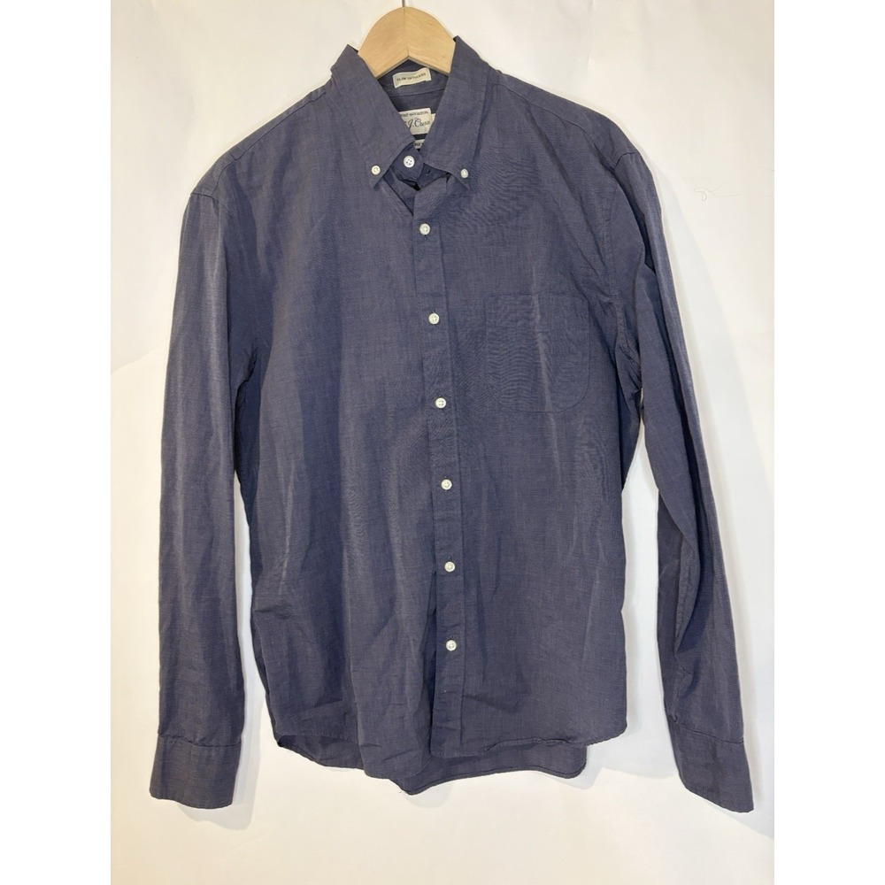 J.Crew Slim Untucked Secret Wash Shirt Men's L Stretch Muted Blue Office Career